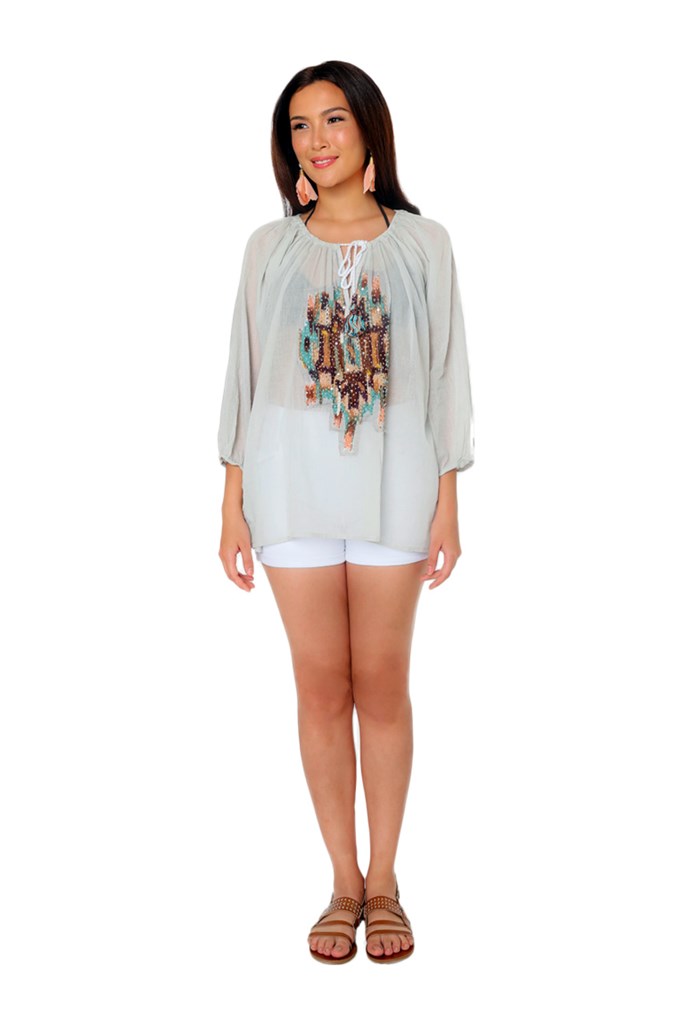 Cami Sequin Speckled Print Kaftan Resort Wear Top