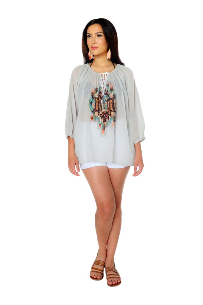 Cami Sequin Speckled Print Kaftan Resort Wear Top