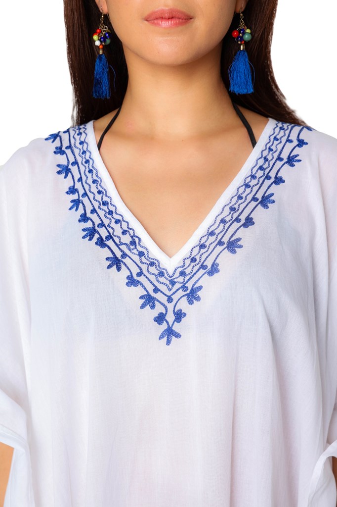 Anouk White Kaftan  Resort Wear Swimsuit Cover Up