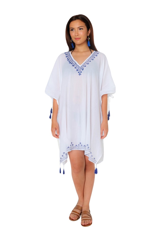 Anouk White Kaftan  Resort Wear Swimsuit Cover Up