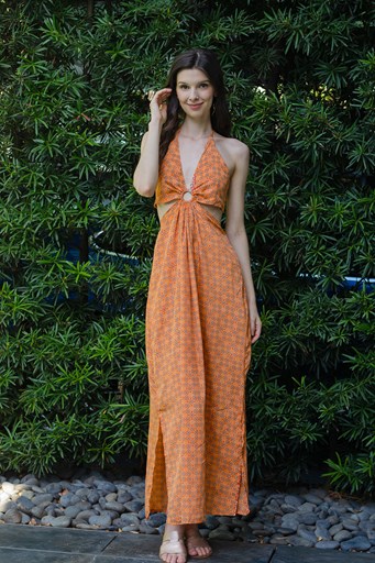 Anisa Halter Dress (Orange)